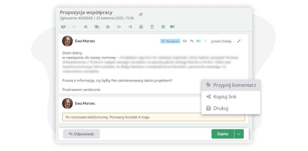 obsługa zgłoszeń klientów