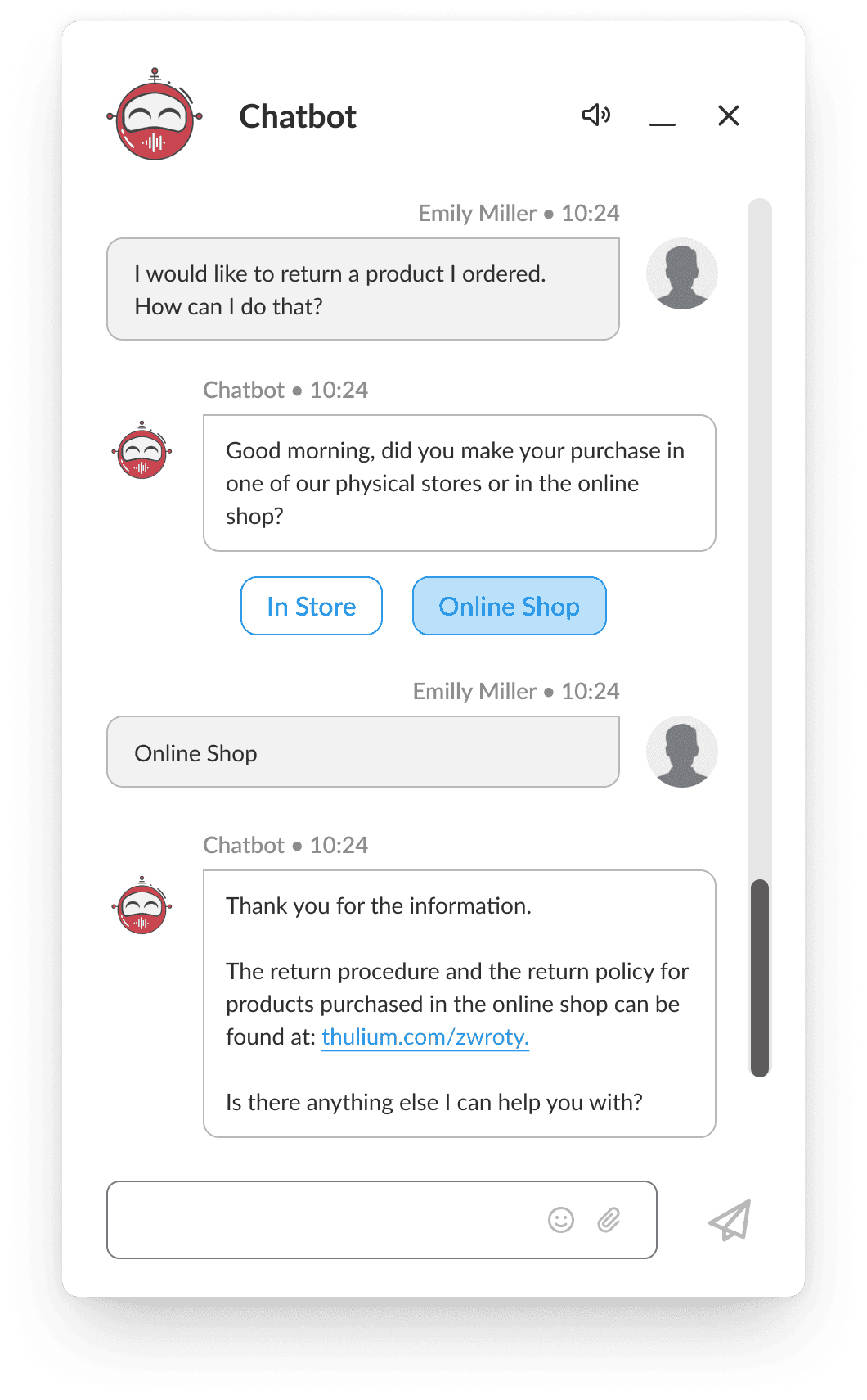 conversation scenario with a chatbot