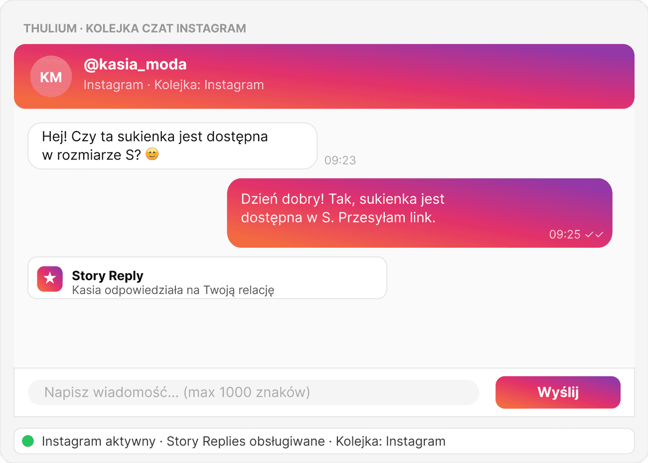 Kontakt przez Instagrama