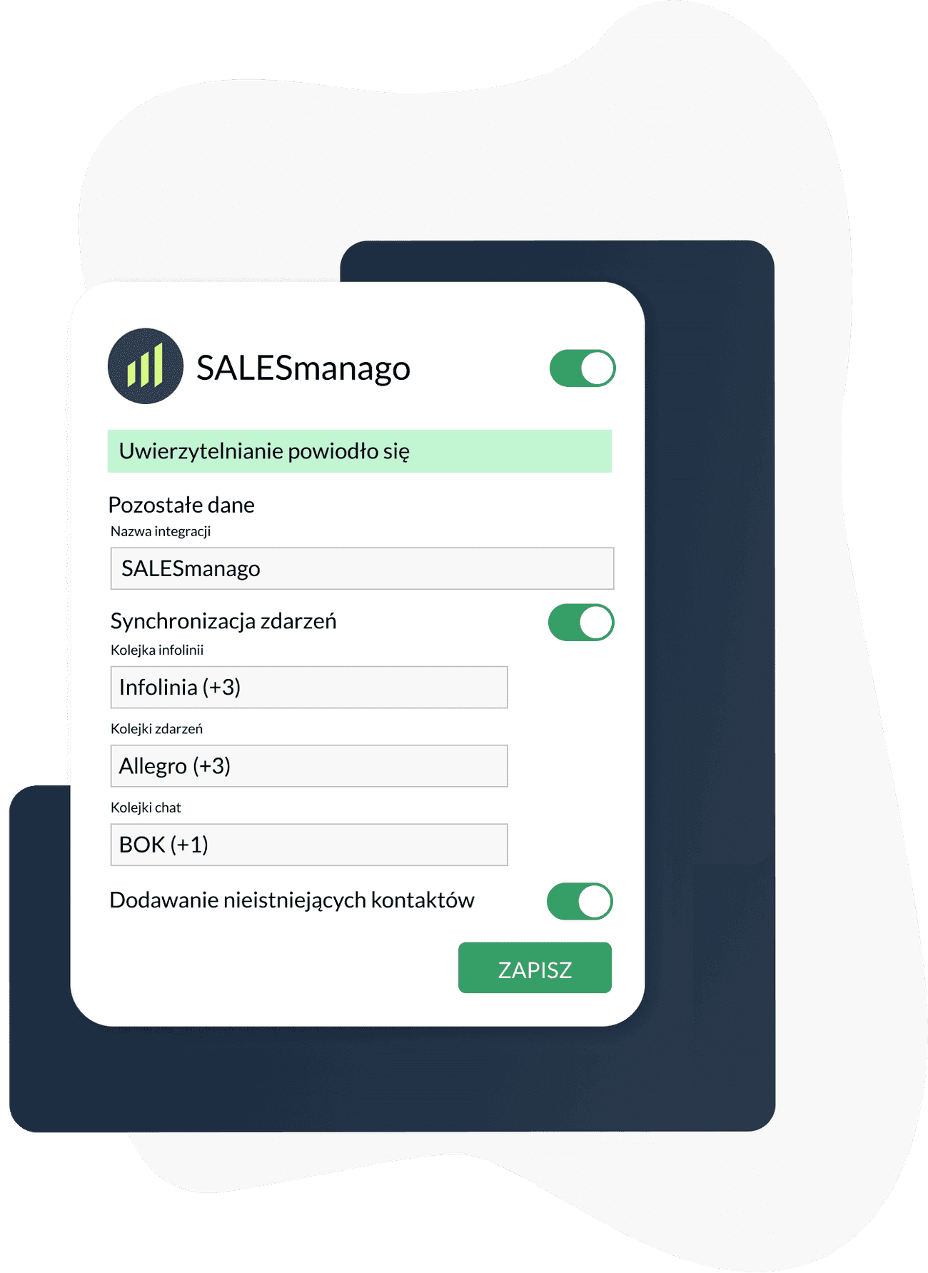 ustawienia integracji SALESmanago
